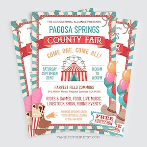 County Fair Paper County Fair Flyer | Community Fun Fair Event Poster | Printable ...