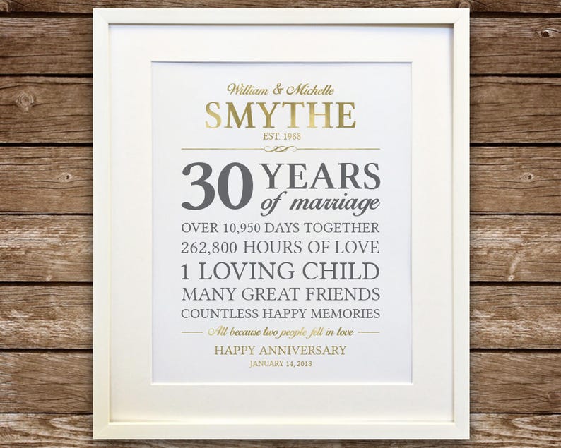30th Anniversary Sign 30th Anniversary Gift Anniversary Gift - Etsy
