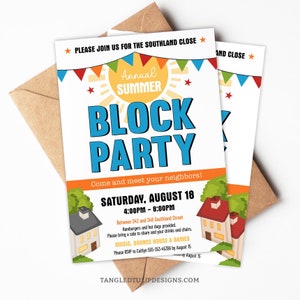 Editable Block Party Flyer Template, Summer Block Party Invitation ...
