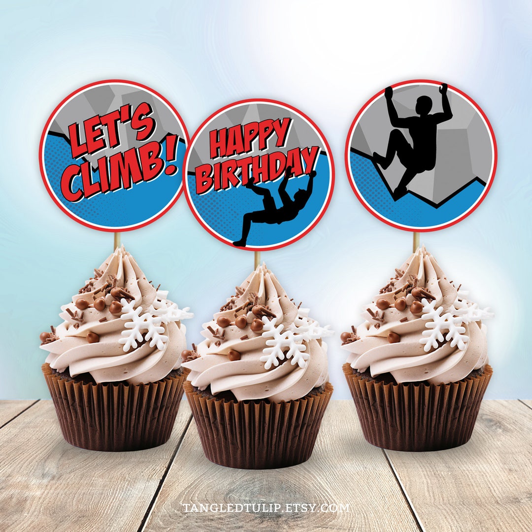 Rock Climbing Birthday Cupcake Toppers Printable Indoor Etsy