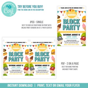 Block Party Flyer Template, Editable Neighborhood Block Party ...