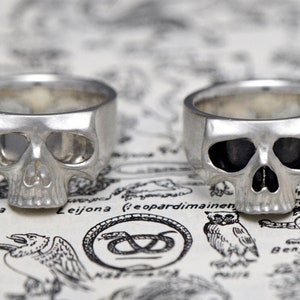Thin Skull Sterling Silver Ring, Groom Gift