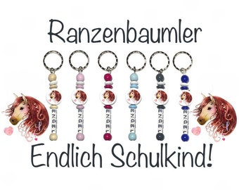 Taschen Anhänger / Ranzenbaumler - Endlich Schulkind - verschiedene Farben - Pferd Braun - Einschulungsgeschenk - Schultüte