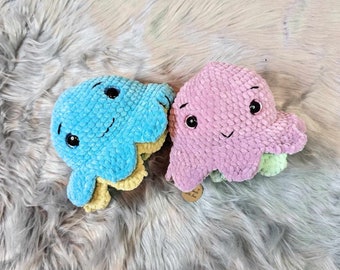 Reversible Octopus - Sea Creature - Chenille Yarn - Crochet - Plushy - Gift - Crochet - Soft Toy - Companion - Comforter - Kids