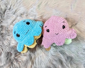 Wende Krake - Meerestier - Chenille Garn - Häkeln - Plushy - Geschenk - Crochet - Kuscheltier - Begleiter - Tröster - Kinder