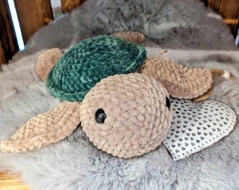 Turtle - Schildi - Chenille Yarn - Crochet - Plushy - Choice of Colors - Gifts - Crochet - Cuddly Toy - Companion - Sea Creature - Children
