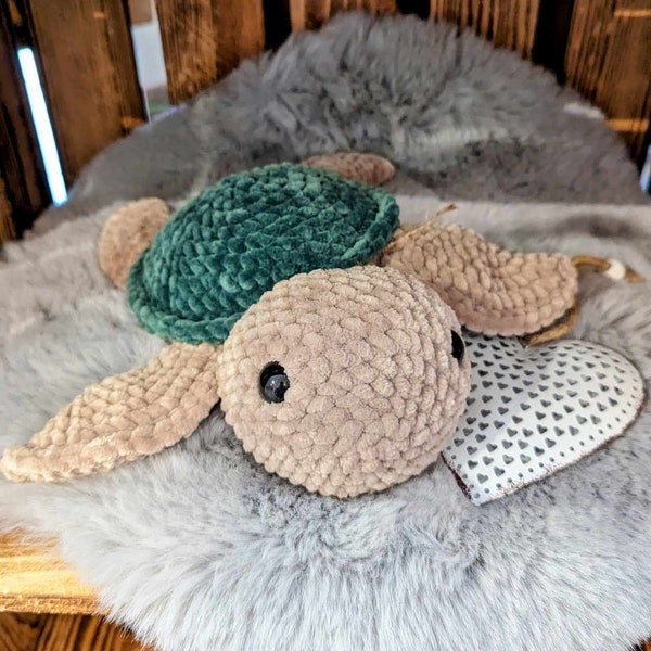 Tortue - Schildi - Fil chenille - Crochet - Peluche - Choix de couleurs - Cadeaux - Crochet - Peluche - Compagnon - Créature marine - Enfants