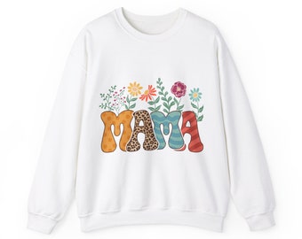 Unisex Heavy Blend™ Crewneck Sweatshirt - Mama - Mom - Mommy - Best Mom - Flowers - Flowers