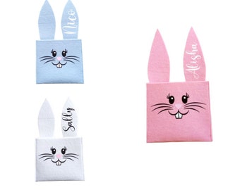 Easter Bunny Bag - Felt Bag - Easter - Personalized Easter Pouch - Bunnies Bag - Color Choice