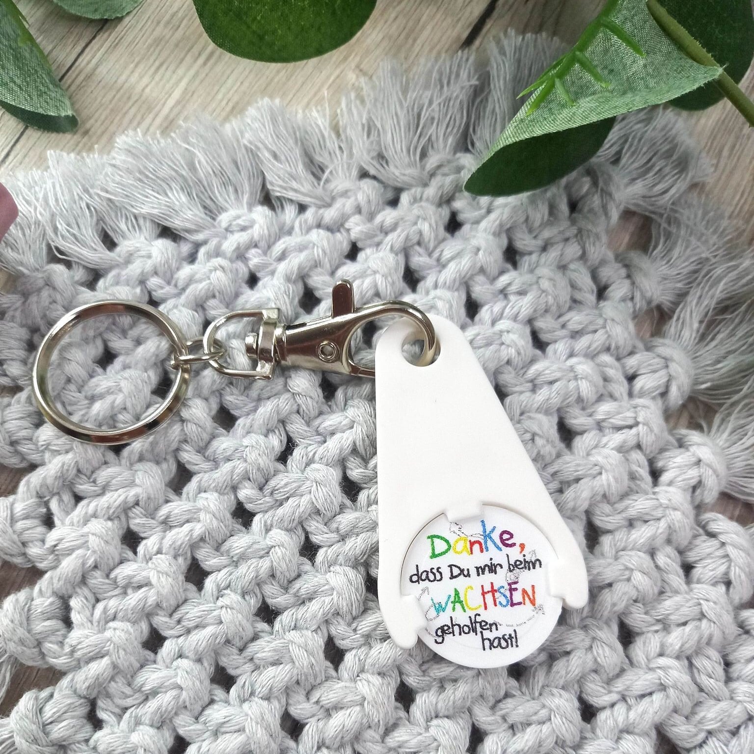 25 Stück Acryl Einkaufswagenchips - Bunte Schlüsselanhänger Mit Danke Aufdruck