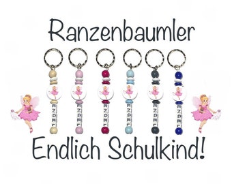 Taschen Anhänger / Ranzenbaumler - Endlich Schulkind - versch. Farben - Fee - Rosa - Einschulung 2023 - Schultasche - Schultüte