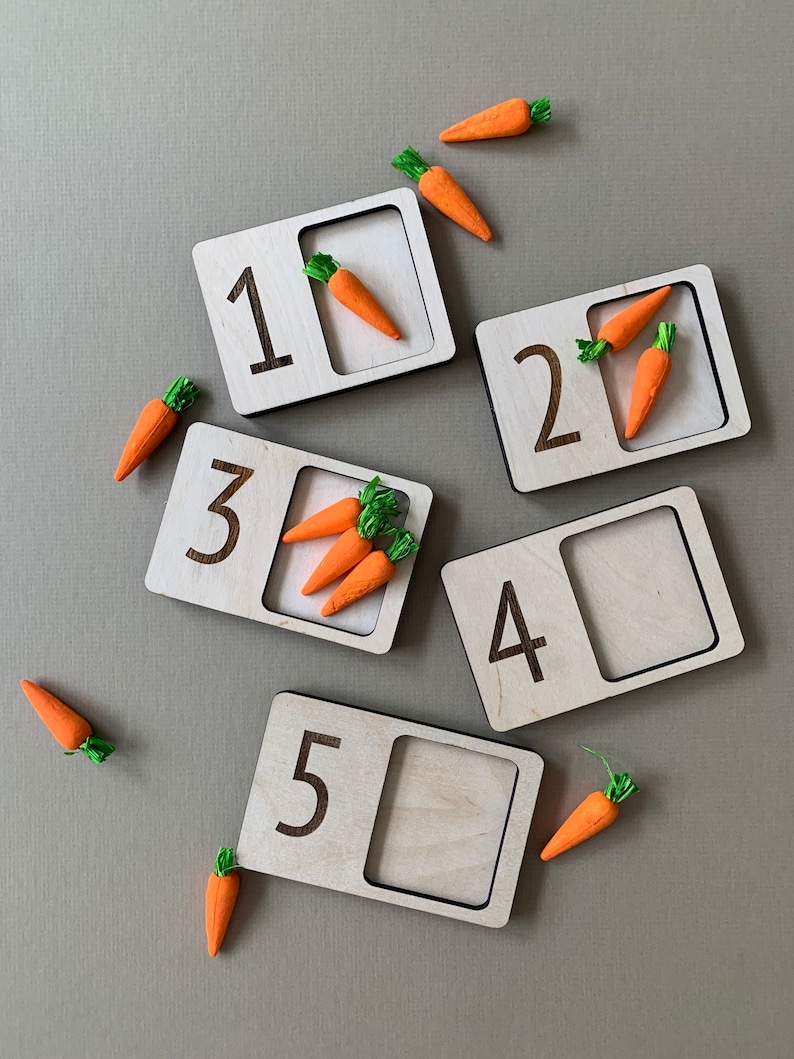 wooden counting tray Counting trays Montessori toy
