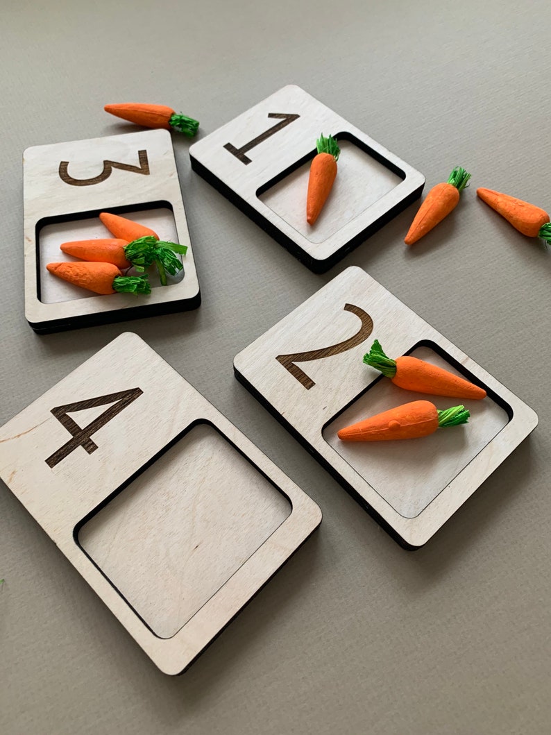 wooden counting tray Counting trays Montessori toy
