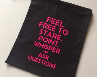 Black Pink Crocheter Gift WIP Project Bag I Love to Party and by Party I Mean Crochet Mothers Day Cotton Drawstring Tote Bag