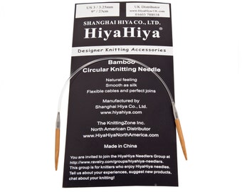 HiyaHiya Bamboo Fixed Circular Knitting Needles 9in/23cm, Sizes 2mm - 3.25mm