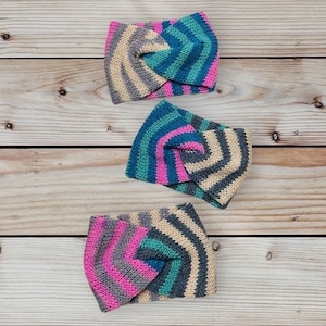 Handmade Knit, Knitted Twist Headband, Earwarmers, Ladies, Women, Knitwear, Gift, Winter Messie Bun Hat, Bright Fun Colours