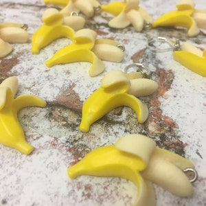 Banana Charms, Knitting Crochet Stitch Marker Progress Keeper