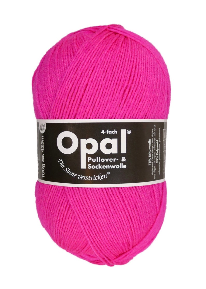 Opal Uni Neon 4 Ply, Sock Yarn, Wool Neon Pink