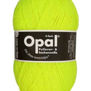 Opal Uni Neon 4 Ply, Sock Yarn, Wool Neon Yellow