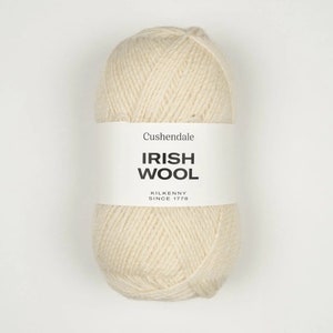 Cushendale Woollen Mills, Light Worsted, DK, 100g, Irish Yarn Wool, Galway Sheep Wool, Genuine Irish Wool, Ecru