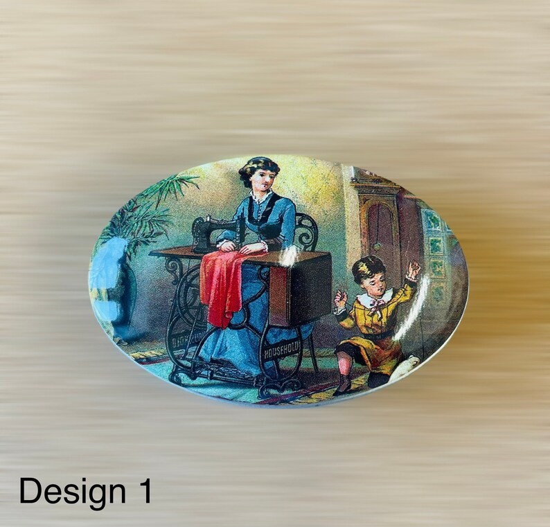 Vintage Style Collectible Sewing Tin, Progress Keepers, Happy Hooker, Knitting Crochet, Knit, Crocheting, Gift Design 1