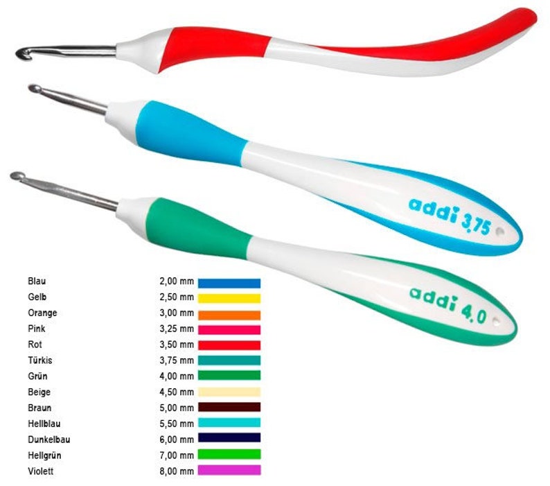 Addi Swing Crochet Hook, Sizes 2.5mm - 8mm image 1