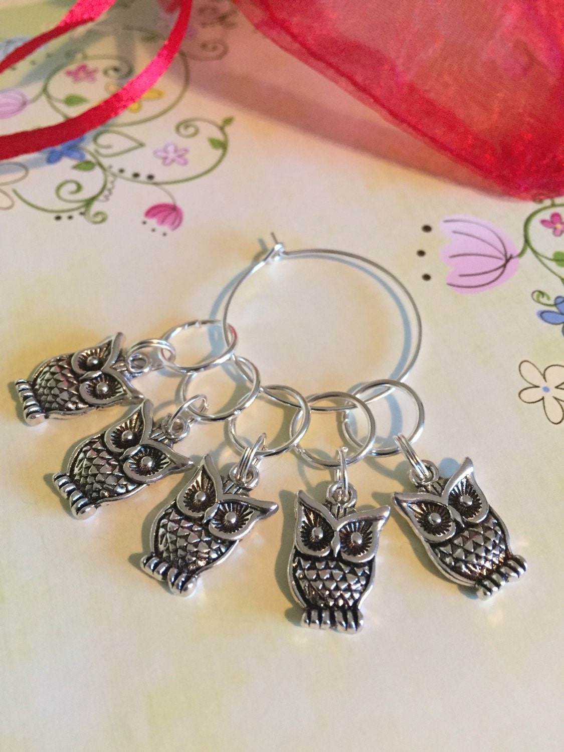 Set of 5 Owl Knitting Crochet Stitch Markers Progress Keepers