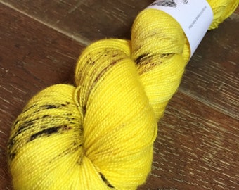 Hand Dyed Superwash Merino Nylon Titanium Sock Yarn, 100g/3.5oz, 'Bananadrama'