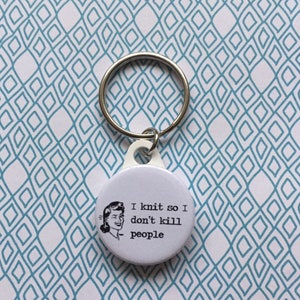 Knitting Keyring, Knit, Keychain, Key Fob, 25mm, Gift for Knitters, Love Knitting, Knitting Addict, Yarn Subscription Idea