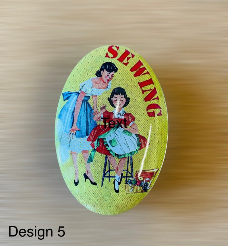 Vintage Style Collectible Sewing Tin, Progress Keepers, Happy Hooker, Knitting Crochet, Knit, Crocheting, Gift Design 5