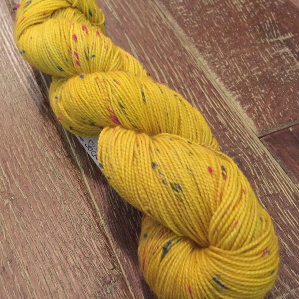 Hand Dyed Superwash Merino Coloured Donegal Nep Sock Yarn, 100g/3.5oz, 'Disco Stick'