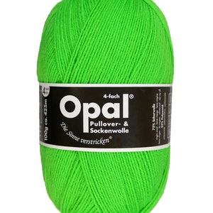 Opal Uni Neon 4 Ply, Sock Yarn, Wool Neon Green