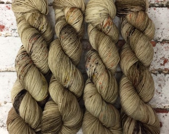 Hand Dyed Superwash Bluefaced Leicester Nylon Ultimate Sock Yarn, 100g/3.5oz, Gruel