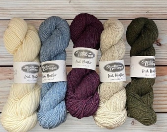 Studio Donegal Irish Heather Yarn, Aran, Worsted, 100g/3.5oz, Irish Yarn Wool