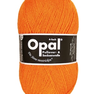 Opal Uni Neon 4 Ply, Sock Yarn, Wool Neon Orange