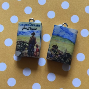 Handmade John Steinbeck, Grapes of Wrath Inspired, Polymer Clay Miniature Book, Mini Book Charm, Knitting Crochet Stitch Marker