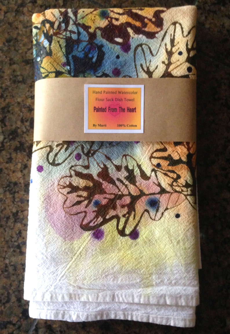 OAK LEAF A Flour Sack Towel Hand painted Etsy