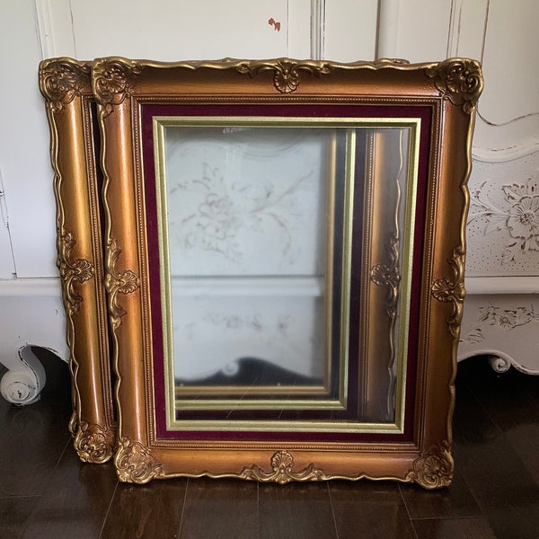 Vintage Ornate Gold Empty Wood Frame, 11 x14