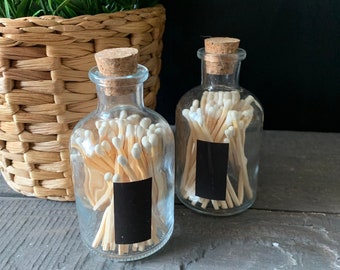 Apothecary Matchstick Jar with 60 Wooden Matches | Striker Included