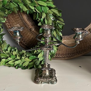 Decorative Silver Plate candelabra for 3 candles, Vintage candelabra
