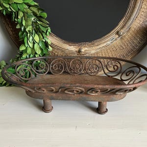 Decorative Rustic Metal Basket, Metal Urn for Greenery, Decorative Planter, Home Decor Accent
