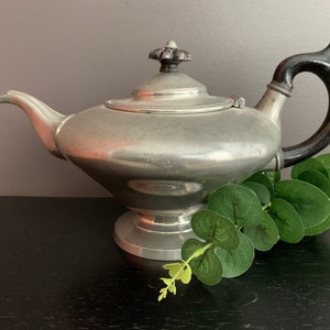 Vintage Pewter Teapot, JAMES DIXON & SONS Pewter Teapot, Wooden Handle