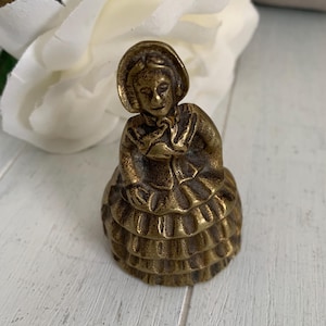 Vintage Solid Brass Lady Bell, Vintage Small Brass Bell