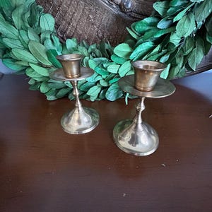 Vintage Brass Candlestick Holder Pair