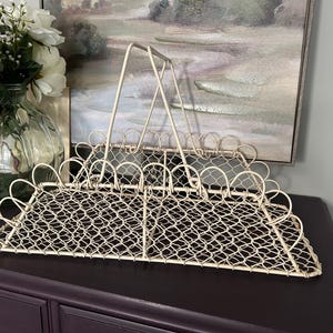 Vintage Wire Metal Basket Scrolled Metal  Basket Basket and Handles Farmhouse Decor