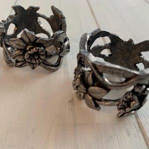 Vintage Seagull Pewter Napkin Rings, 3 sets of Pewter Name Place Holders, Table Setting