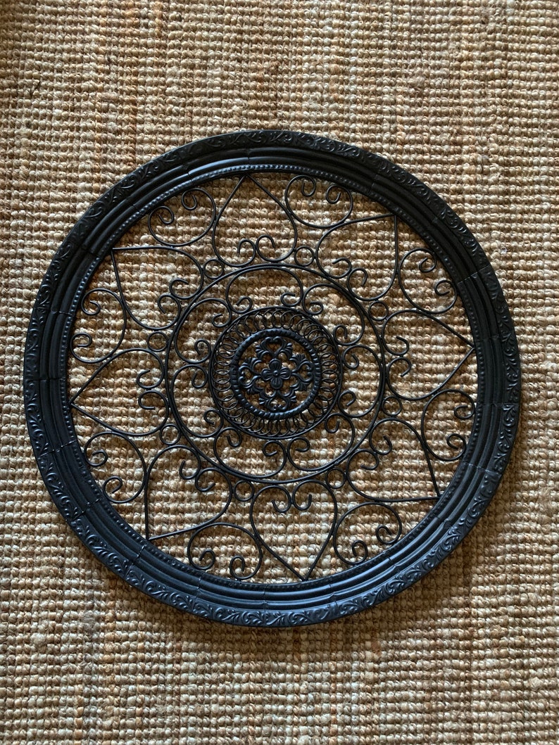 Large Round Metal Wall Decor Vintage Etsy