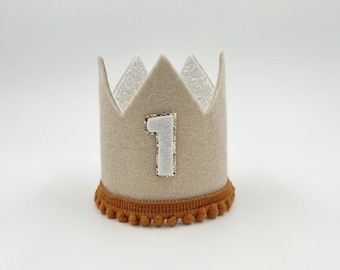 Beige and rust felt Crown | Birthday Crown |  Child Headband | Crown Headband | First Birthday Crown | Cake Smash Crown