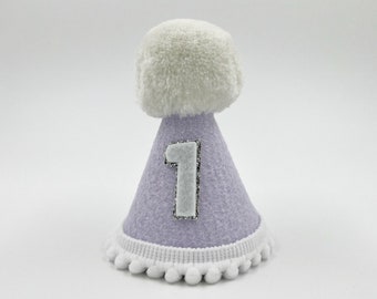 Lilac felt Party Hat | Party Hat | First Birthday Hat | Birthday Hat | Pom Pom Hat