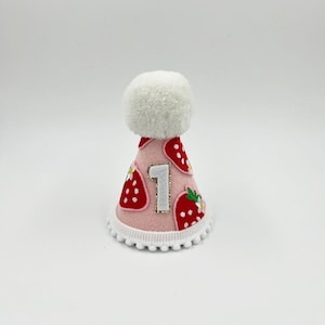 Berry first birthday, Strawberry Shortcake felt Birthday Party Hat | Party Hat | First Birthday Hat | Birthday Hat | Strawberry Hat